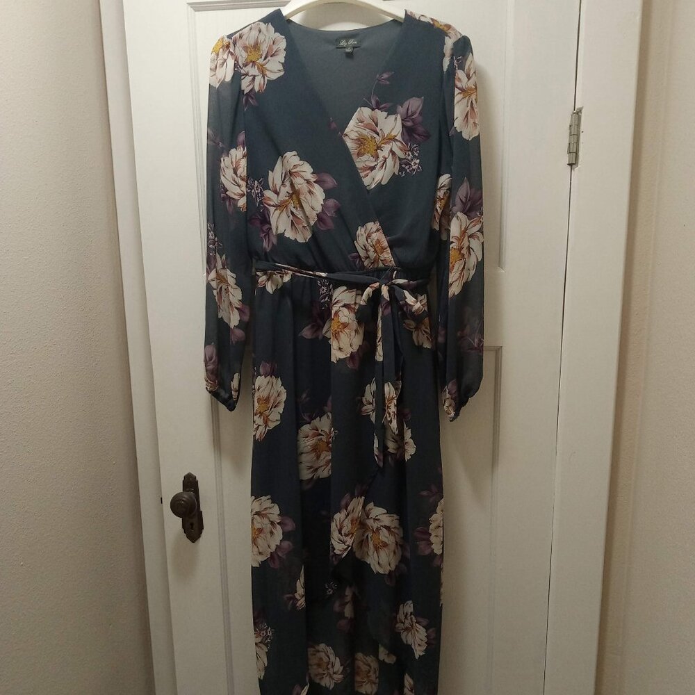 Lily Rose Gray Floral Dress